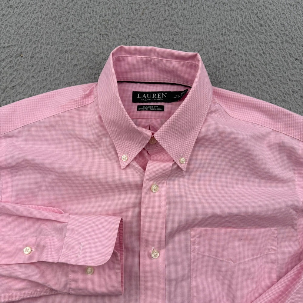 Lauren Ralph Lauren Dress Shirt Mens 15.5 34/35 Pink Classic Fit Non-Iron
